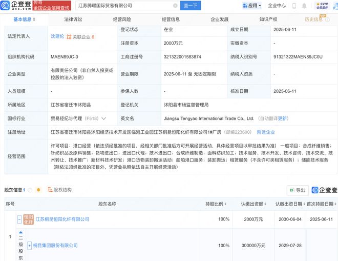 桐昆股份投资成立国际贸易新公司，拓展针纺织品及原料销售业务